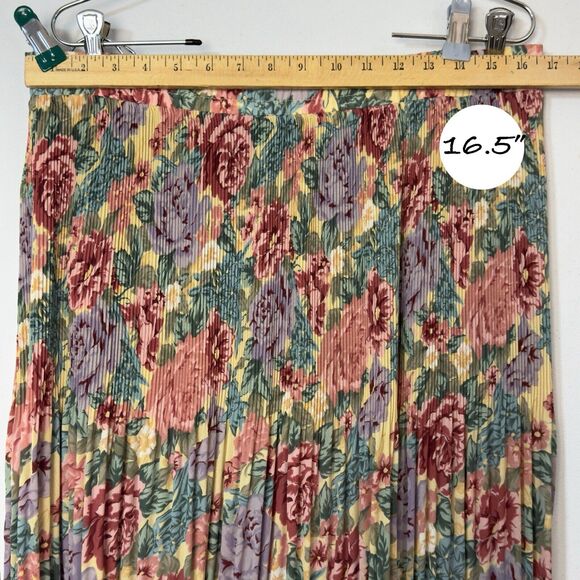 Vintage Knife Pleated Maxi Skirt M 90s Cottagecore Fairy Floral Grunge Bloomcore - Picture 6 of 10